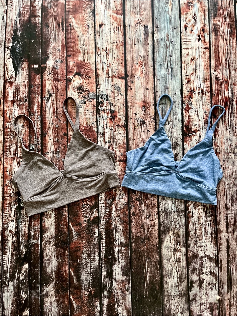 Gap Body Seamless V-Neck Gray & Blue Bralette Set